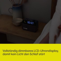 Radiobudík Pure Moment do ložnice a kanceláře (digitální rádio DAB+/FM, Bluetooth, bílý šum, světlo pro buzení, noční světlo, bu